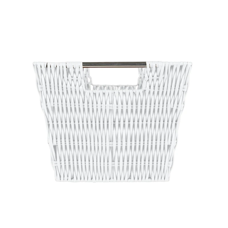 Simplify Medium White Rattan Storage Basket