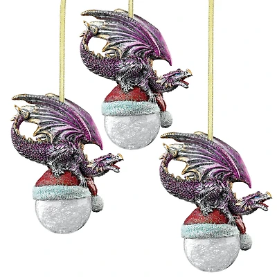 Design Toscano 3ct. North Pole Dragon Ornaments