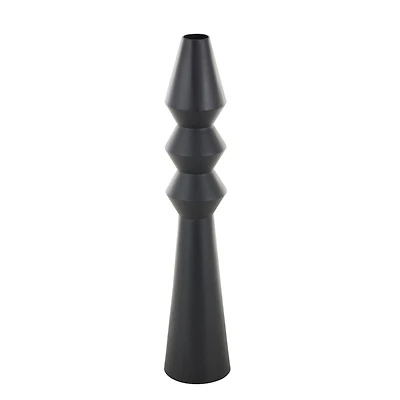 32.5" Black Metal Art Deco Fluted Decorative Vase