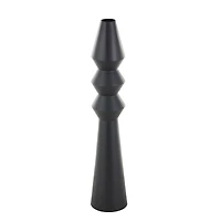 32.5" Black Metal Art Deco Fluted Decorative Vase