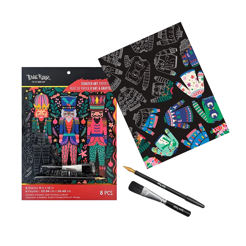 Brea Reese™ 9" x 12" Bright Christmas Scratch Art Paper Pad