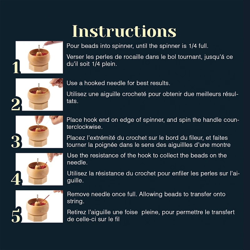 John Bead 4" x 4" Spin that Bead! Wooden Bead Spinner with 2 Needles