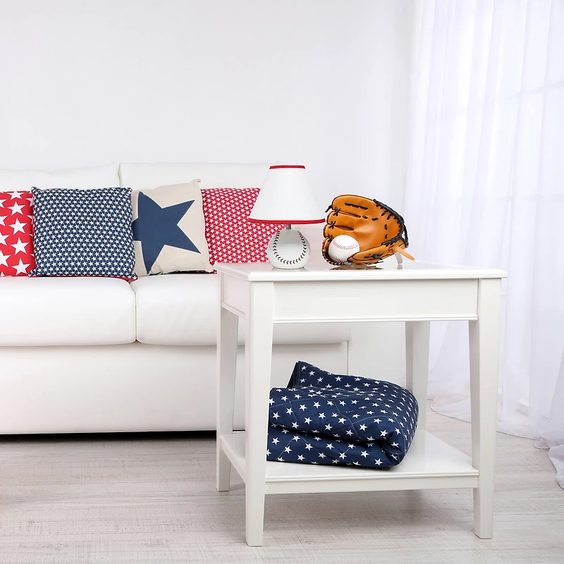 Simple Designs™ 11.5" Baseball Base Table Lamp and White Shade Red Trim