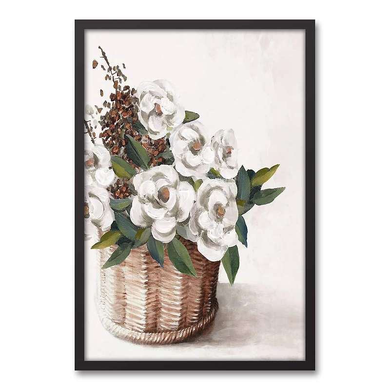 Spice Basket Florals 20" x 30" Black Framed Canvas