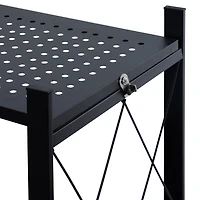 Organize It All Black -Tier Foldable Metal Rack with Wheels