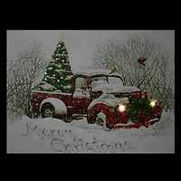 LED Lighted Truck & Tree Christmas Canvas Wall Art