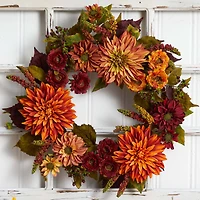 22" Fall Dahlia & Mum Wreath