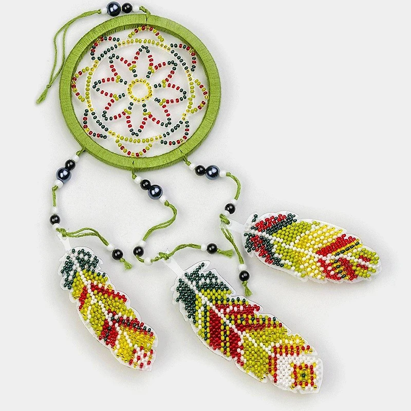 Wonderland Crafts Green Dream Catcher Bead Embroidery on Plastic Kit