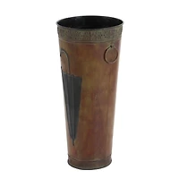 Set of 2 Brown Metal Rustic Vase, 21", 16"