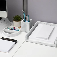 Mind Reader Marbella Collection White Pen Cup, Catch-All Dish & Paper Tray Office Set