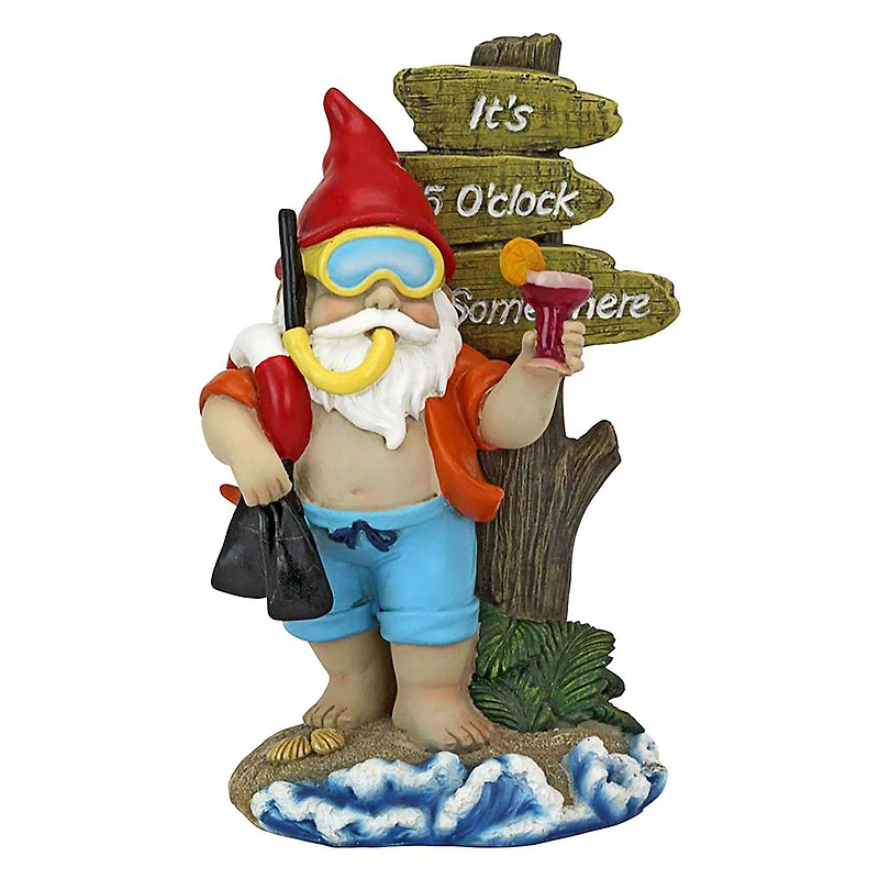 Design Toscano 9" Happy Hour Tropical Garden Gnome Statue