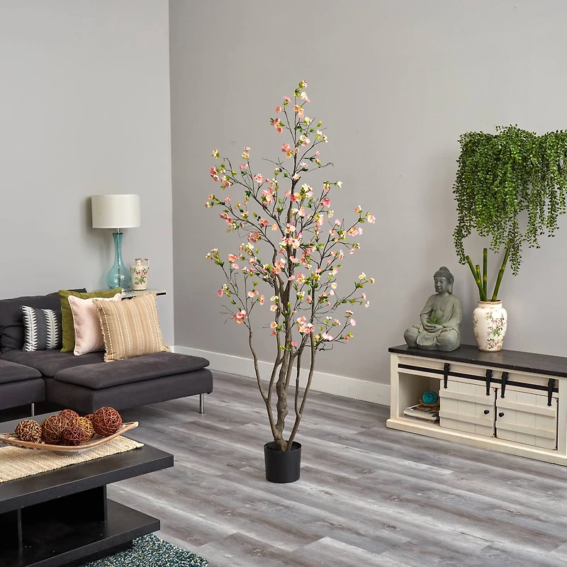 6.5ft. Potted Pink Cherry Blossom Artificial Tree