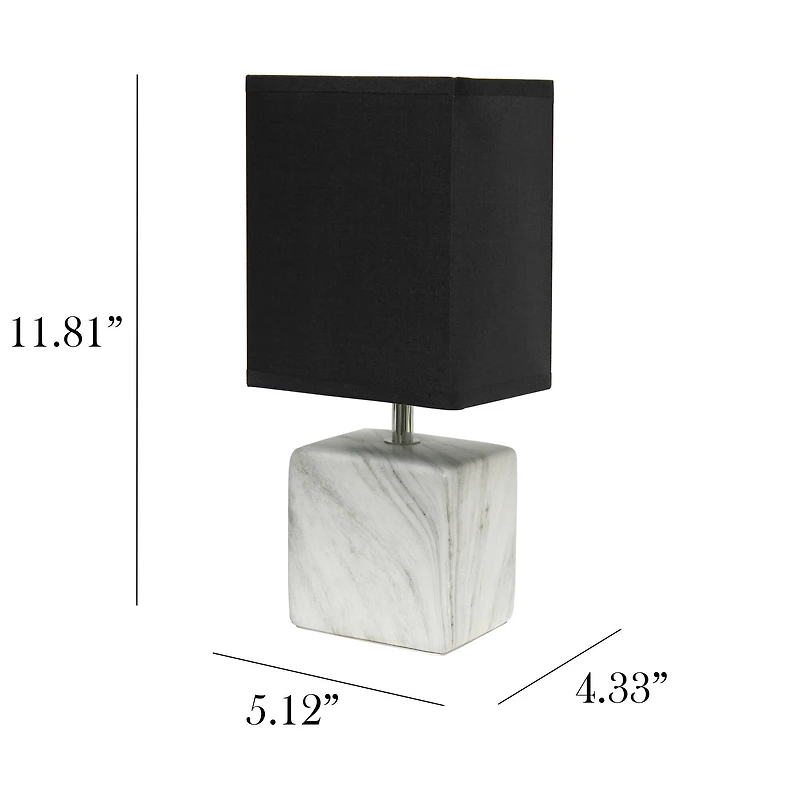 Simple Designs White Marbled Ceramic Table Lamp