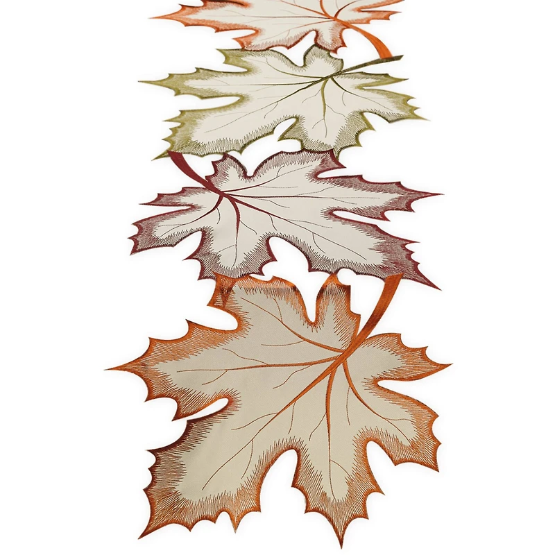DII® 60" Embroidered Maple Leaves Table Runner