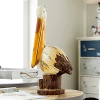 Cream Polystone Coastal Sculpture, Bird 18" x 7" x 7"