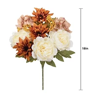 18" Brown & Cream Dahlia & Peony Mixed Bush by Ashland®
