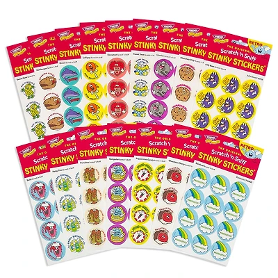 TREND Enterprises® Retro Scratch 'n Sniff Stinky Stickers® Summer 2024 Collector Combo Set