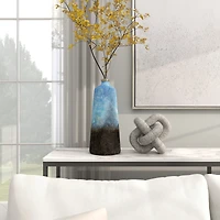 17" Blue Glass Galaxy Inspired Abstract Vase