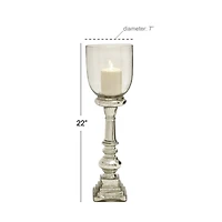22" Silver Glass Traditional Candle Holder