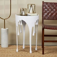 White Aluminum Drip Accent Table with Melting Designed Body