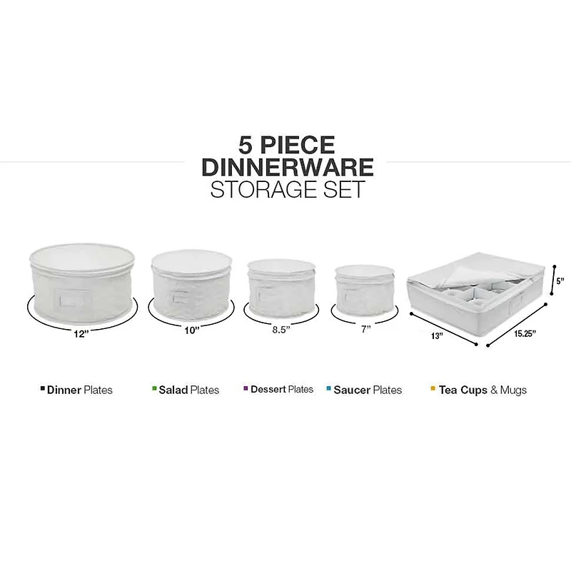 Sorbus 5-Piece Dinnerware Storage Set