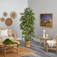 6ft. Bamboo Artificial Tree with 1024 Bendable Branches in Handmade Natural Jute Planter with Tassels