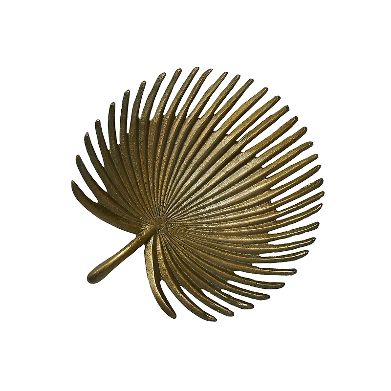 Hello Honey® 13" Antique Gold Finish Decorative Aluminum Palm Frond Tray