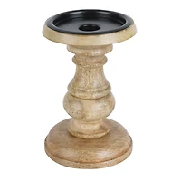 Wood Carved Pillar Candle Holder by Ashland