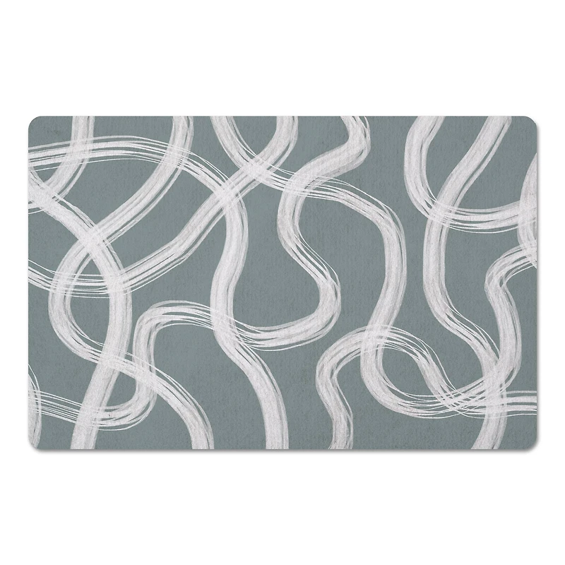 White Strokes on Gray Floor Mat, 27" x 18*