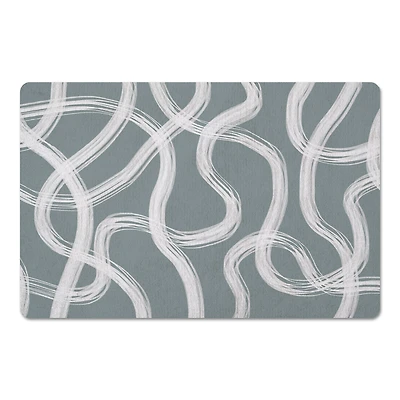 White Strokes on Gray Floor Mat, 27" x 18*