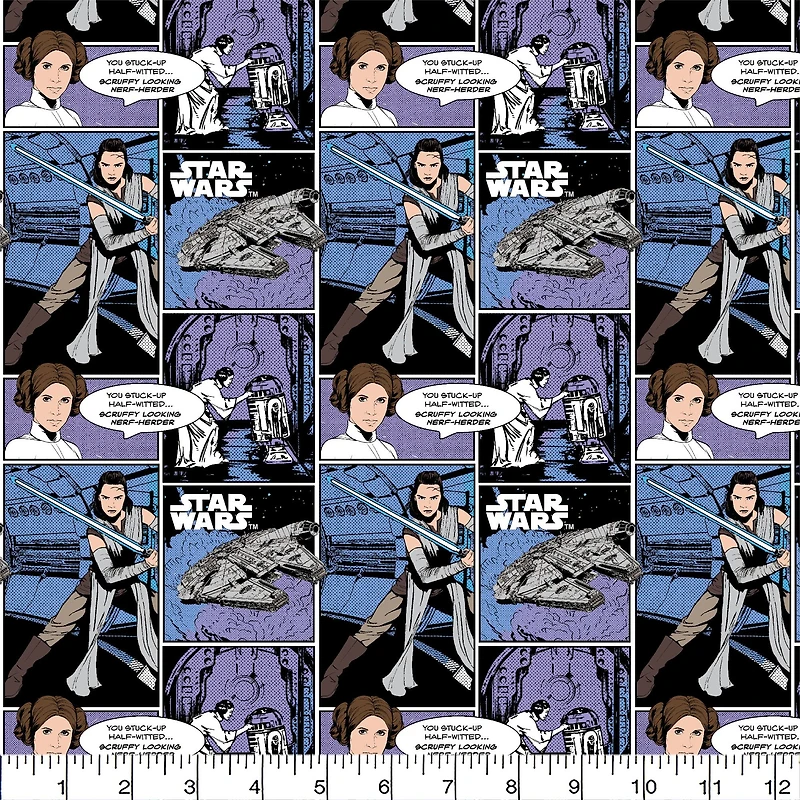Star Wars™ Girl Power Comic Strip Cotton Fabric