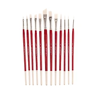 Hello, Artist! Short Handle White Taklon 12 Piece Brush Set