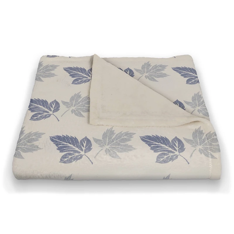 Blue Leaves Coral Fleece Blanket