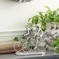 Silver Polystone Contemporary Bicycle Sculpture, 10" x 11" x 5"