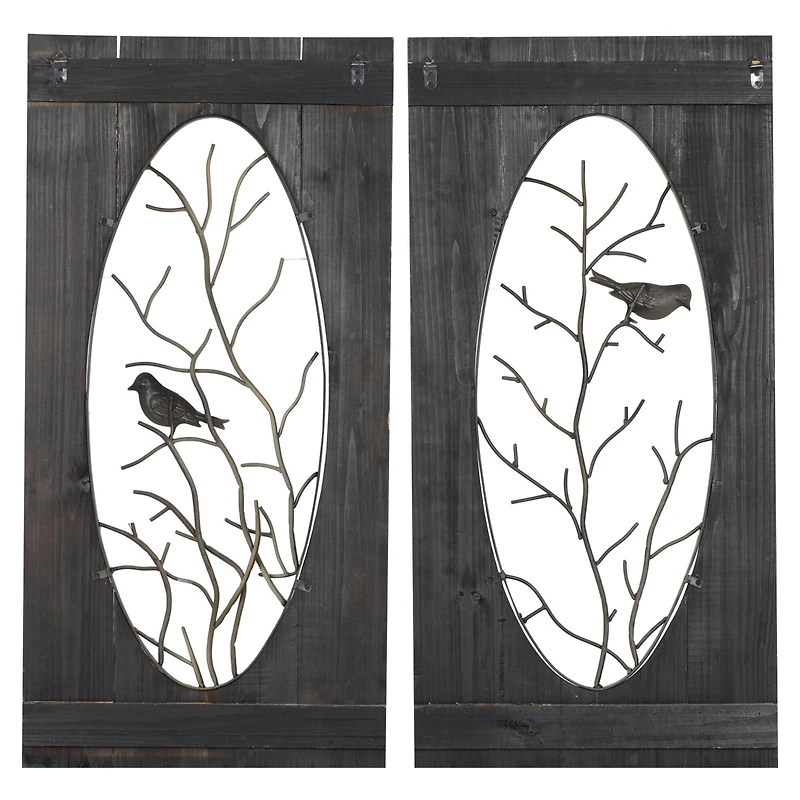 36" Brown Wood Rustic Birds Wall Decor, 2ct.