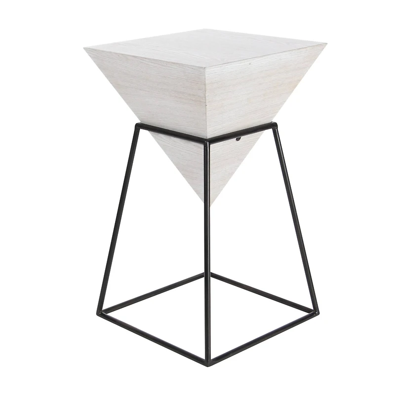 2ft. White Metal and Wood Modern Accent Table