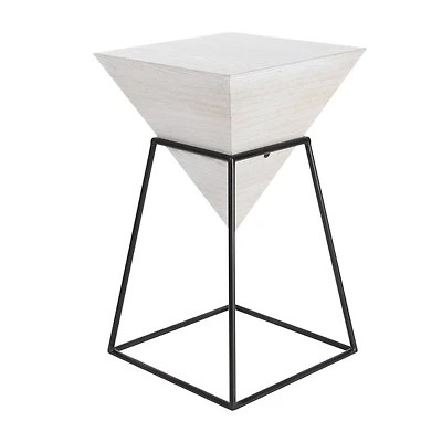 2ft. White Metal and Wood Modern Accent Table