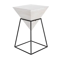 2ft. White Metal and Wood Modern Accent Table