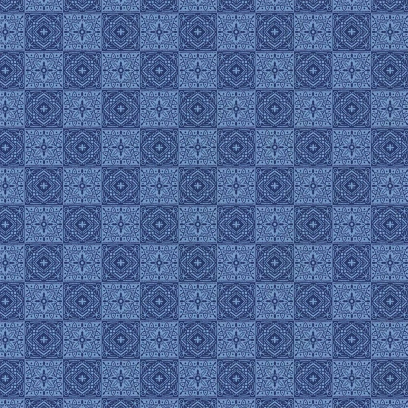 Emma & Mila® Tiles Blue Cotton Fabric By The Yard, 8yd. Bolt