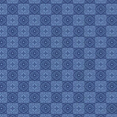 Emma & Mila® Tiles Blue Cotton Fabric By The Yard, 8yd. Bolt