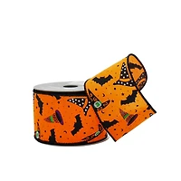 2.5" x 20ft. Bat & Witch Hat Wired Tafetta Ribbon by Celebrate It® Halloween
