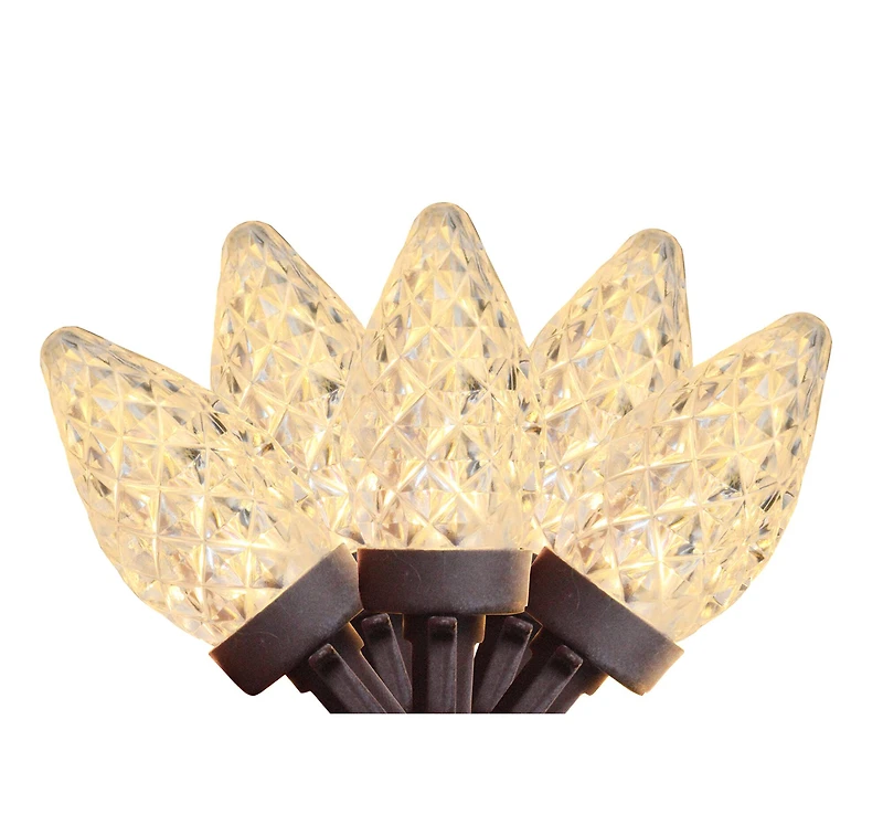 100ct. Warm White Faceted LED C7 String Lights