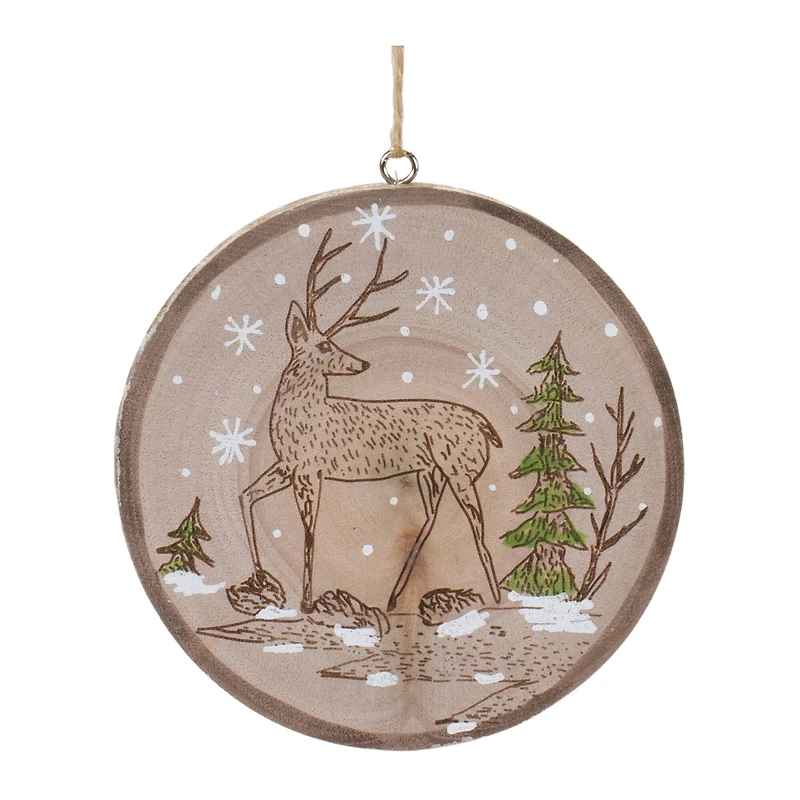 12ct. 4" Wood Deer Tree Disc Ornament Set