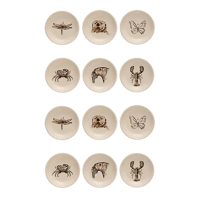 Hello Honey® 3" Cream Round Stoneware Dish Set with Animal Prints