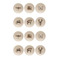 Hello Honey® 3" Cream Round Stoneware Dish Set with Animal Prints