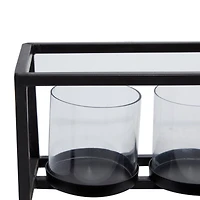 22" Black Iron Contemporary 5 Candlestick Holder