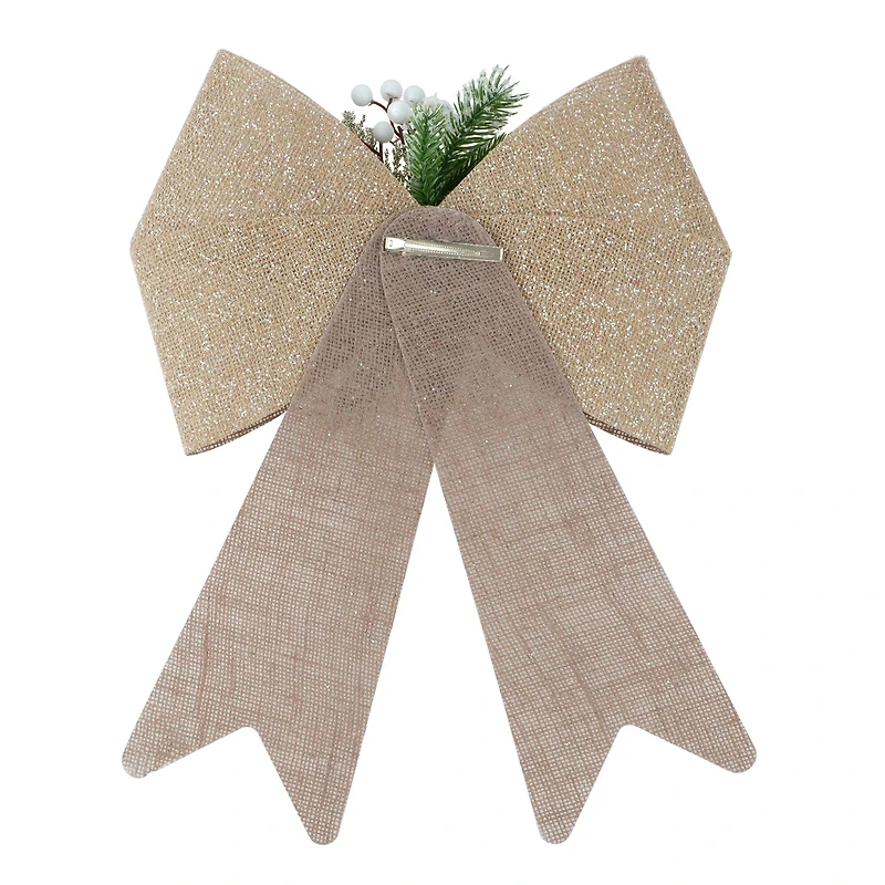 18" Natural Faux Linen Shimmer Tree Bow by Celebrate It®