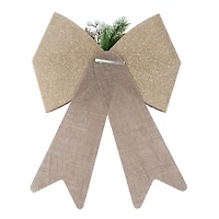 18" Natural Faux Linen Shimmer Tree Bow by Celebrate It®