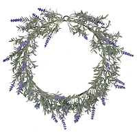 16" White LED Lighted Lavender Artificial Spring Wreath