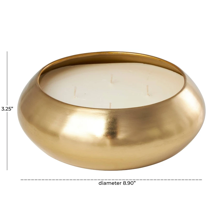 Jasmine Scented 4-Wick Candle in Gold Bowl